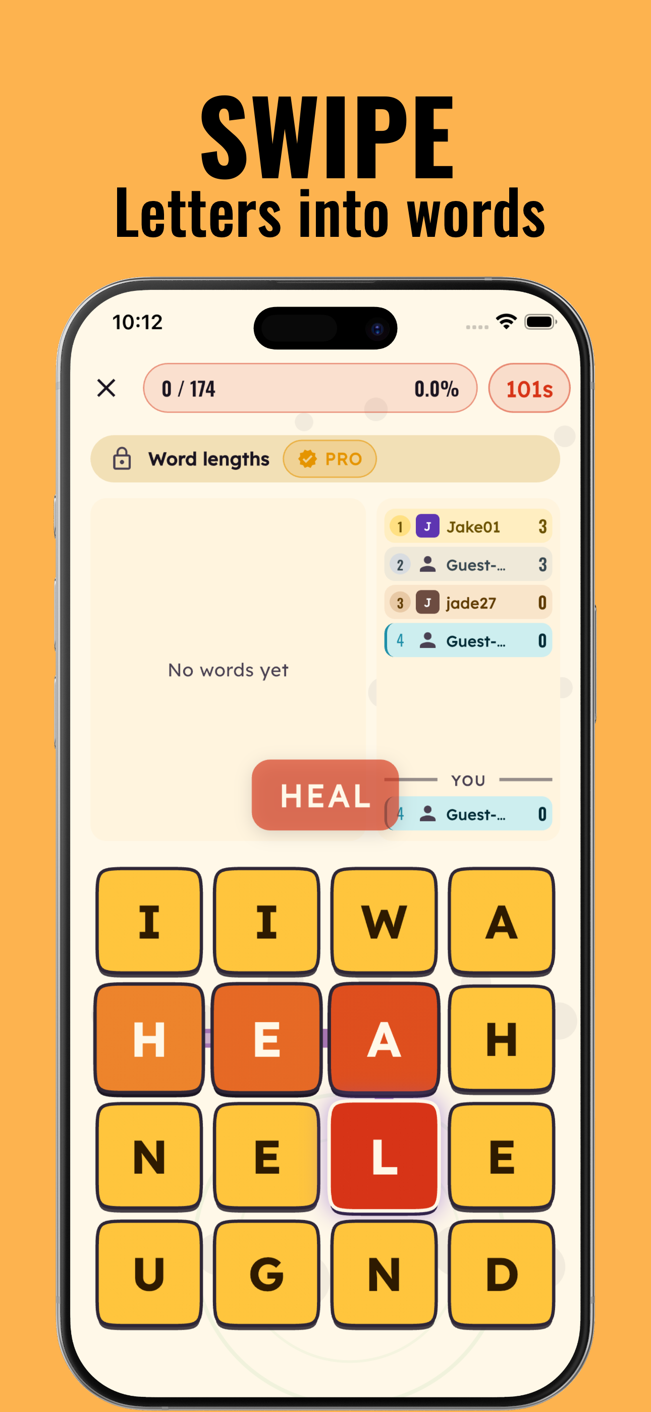 Swiping letters into words