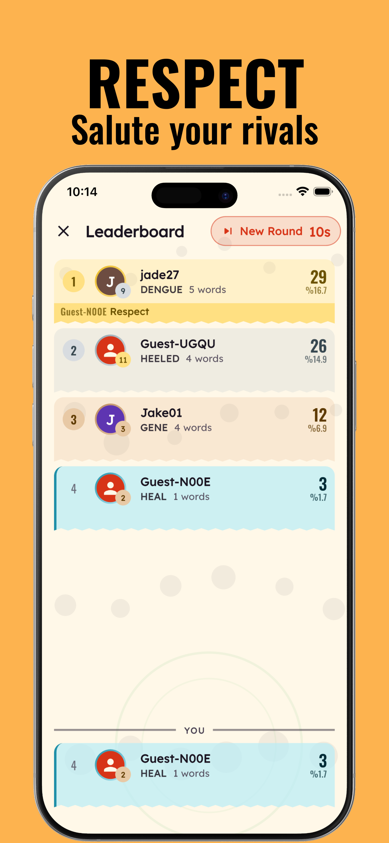 Round leaderboard